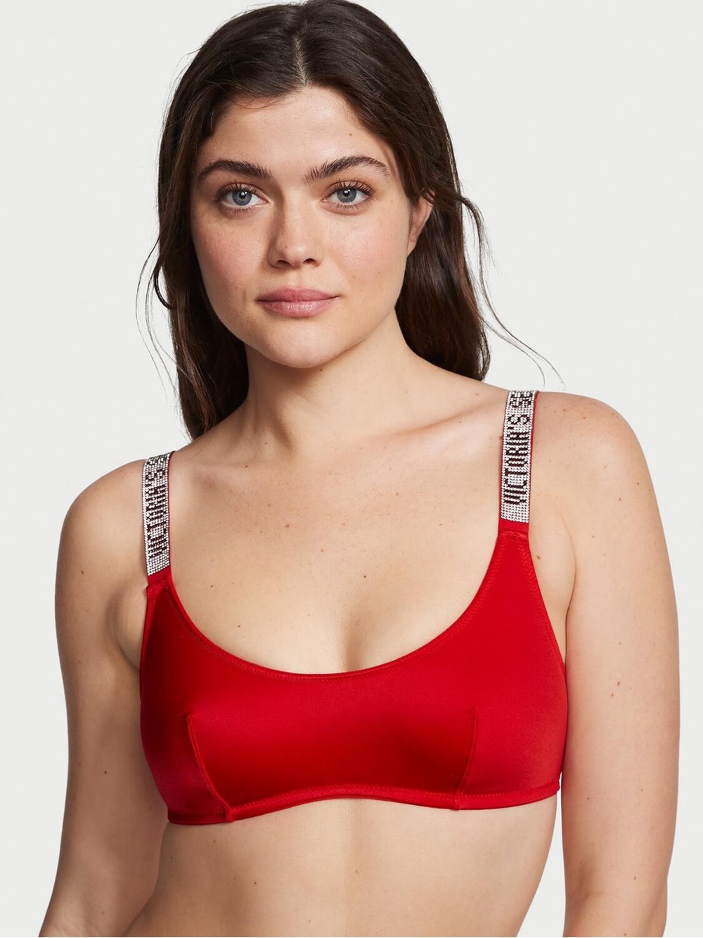 VICTORIA’S SECRET Shine Strap Micro Bralette, Lipstick Red